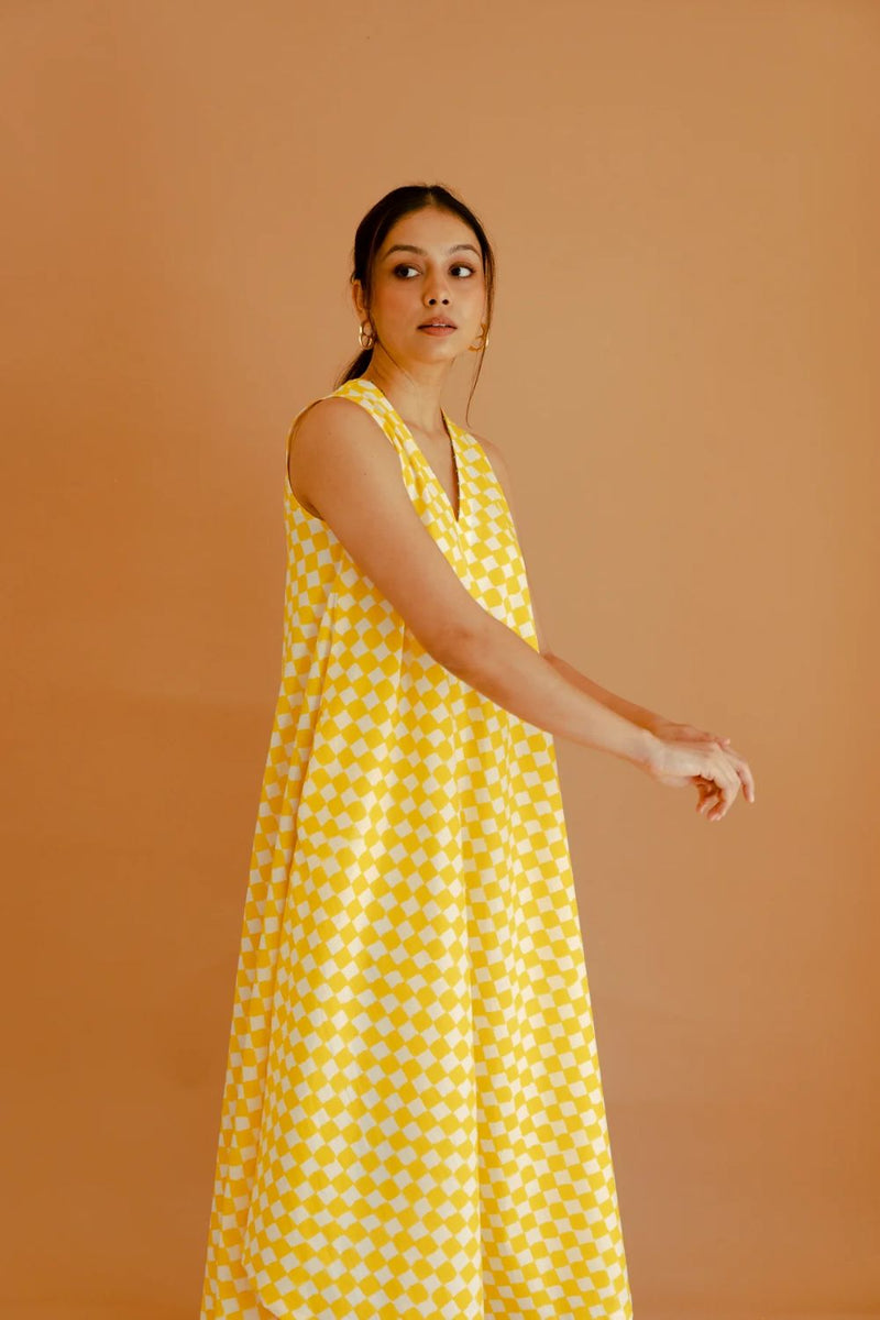 Liora Dress poplin by Homegrown by Alterego in yellow color for women in Singapore