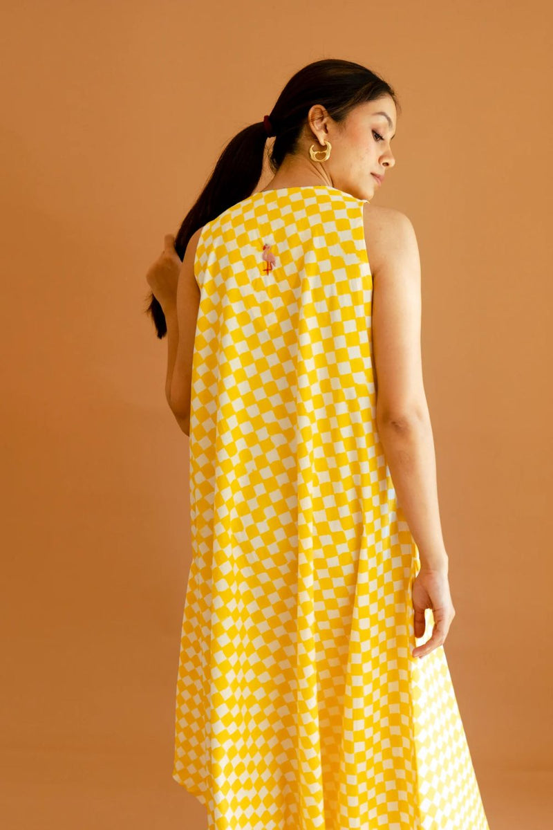 Liora Dress poplin by Homegrown by Alterego in yellow color for women in Singapore