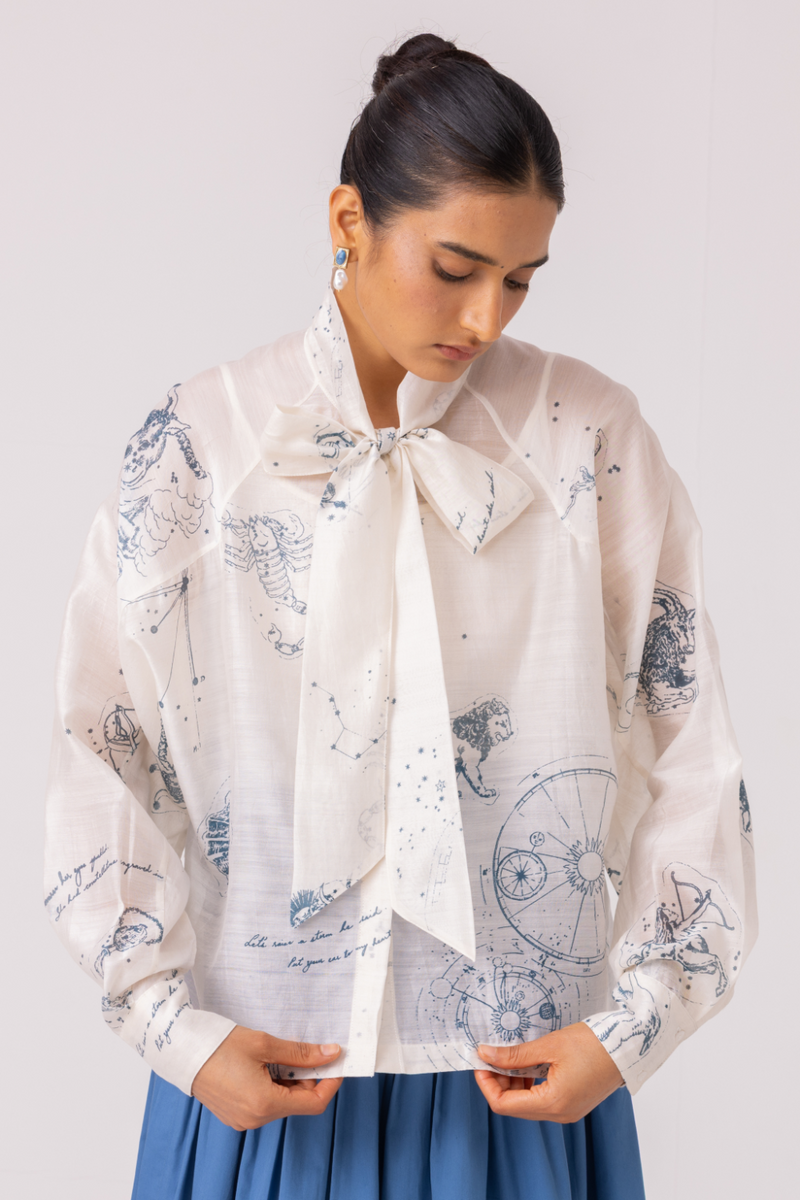 Lizzy Zodiac Print Handwoven Top cotton by The Summer House for women in Singapore