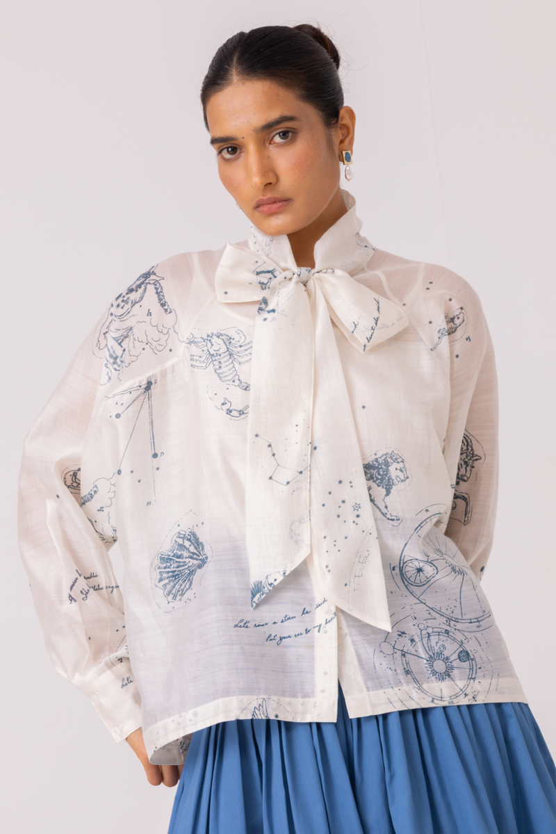 Lizzy Zodiac Print Handwoven Top cotton by The Summer House for women in Singapore