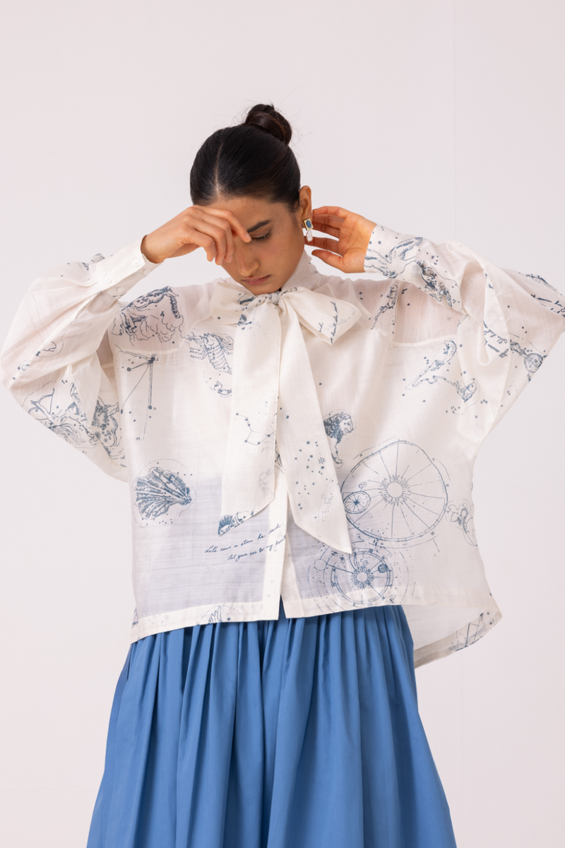 Lizzy Zodiac Print Handwoven Top cotton by The Summer House for women in Singapore
