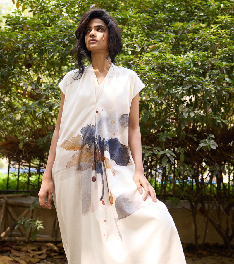 Lost in Whimsy Dress cotton by Khara Kapas in white for women in Singapore