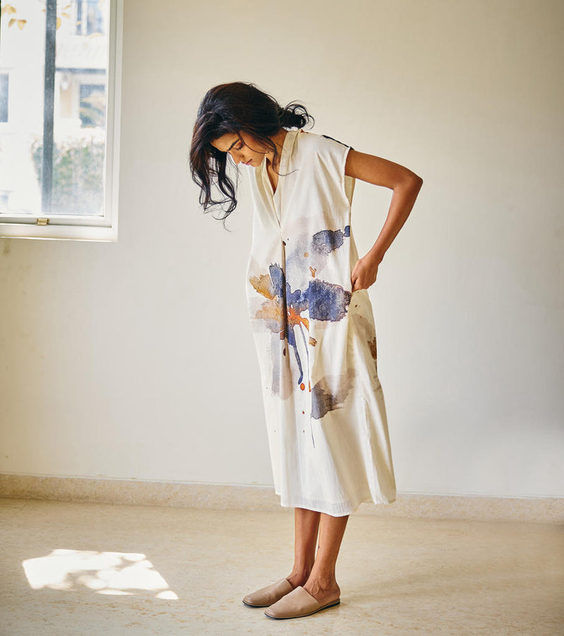 Lost in Whimsy Dress cotton by Khara Kapas in white for women in Singapore