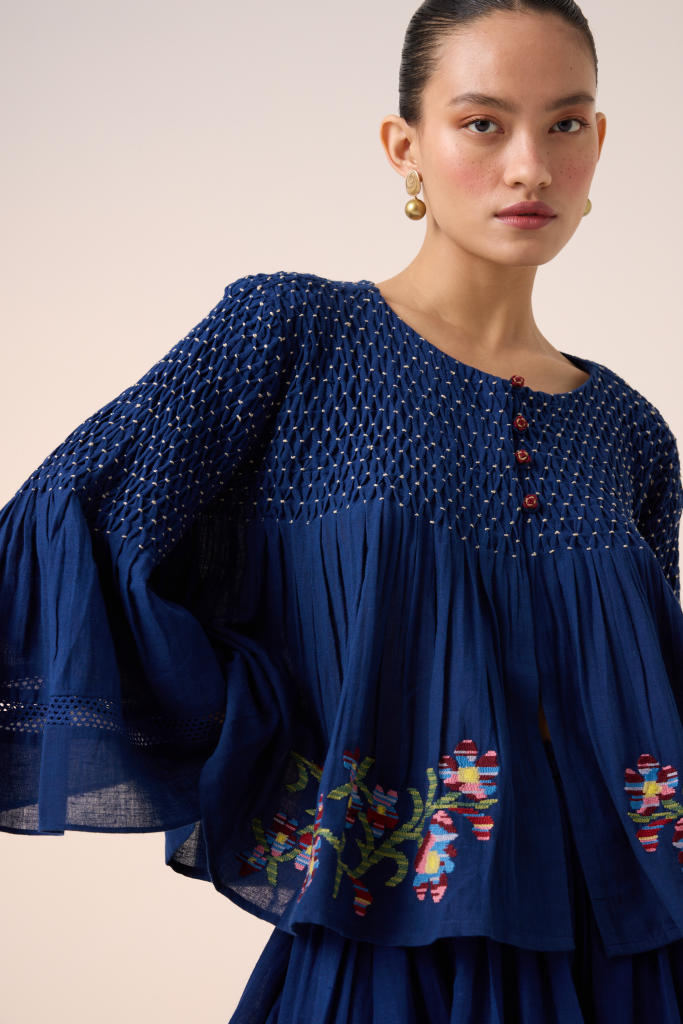 LOUIE TOP -BLUE cotton by CORD in multi for women in Singapore