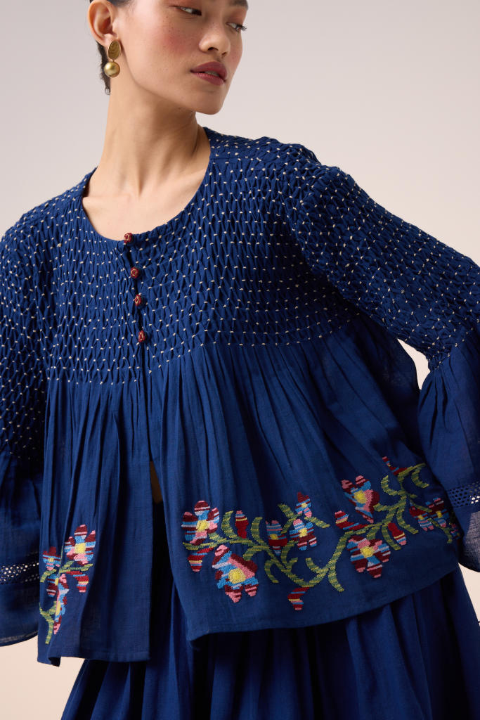 LOUIE TOP -BLUE cotton by CORD in multi for women in Singapore