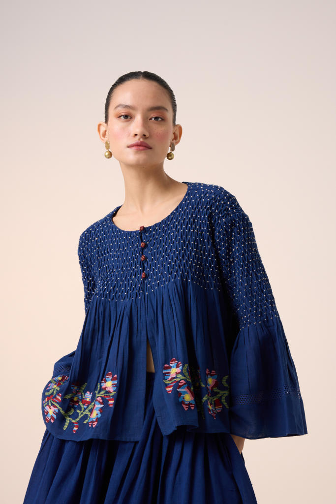 LOUIE TOP -BLUE cotton by CORD in multi for women in Singapore