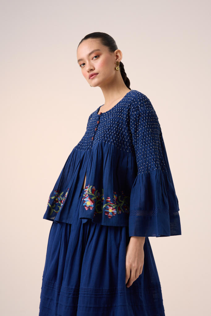 LOUIE TOP -BLUE cotton by CORD in multi for women in Singapore