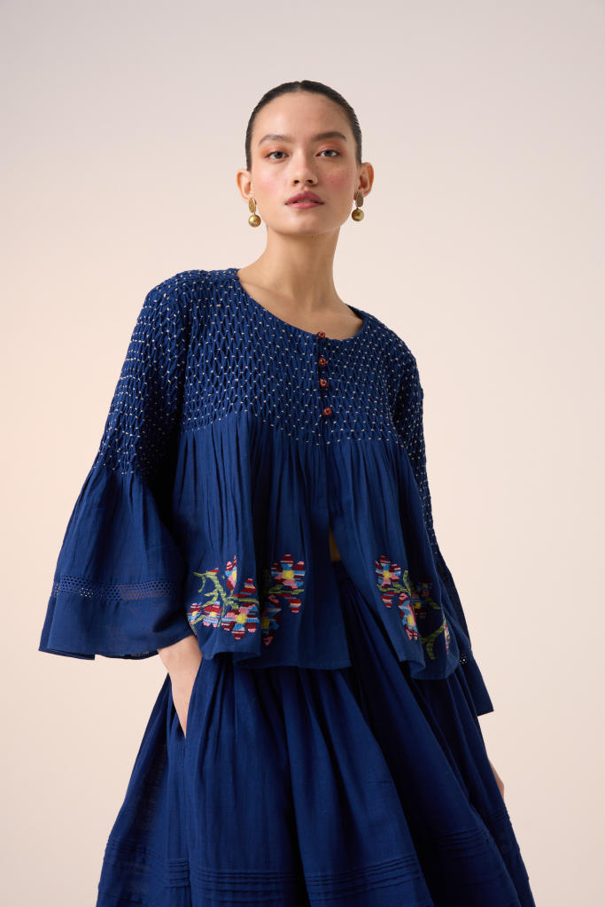 LOUIE TOP -BLUE cotton by CORD in multi for women in Singapore