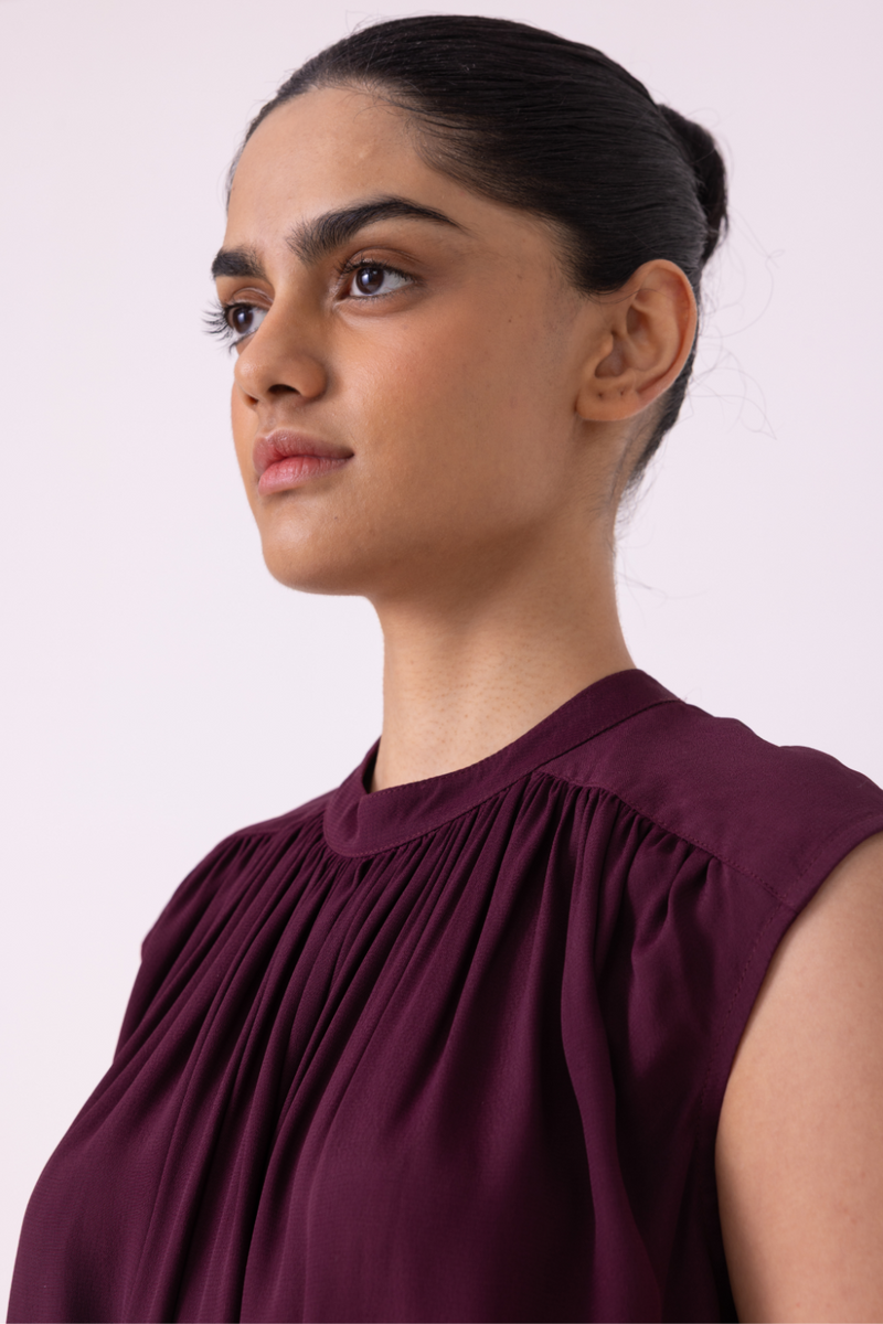Louisa Wine Top satin by The Summer House in orange color for women in Singapore
