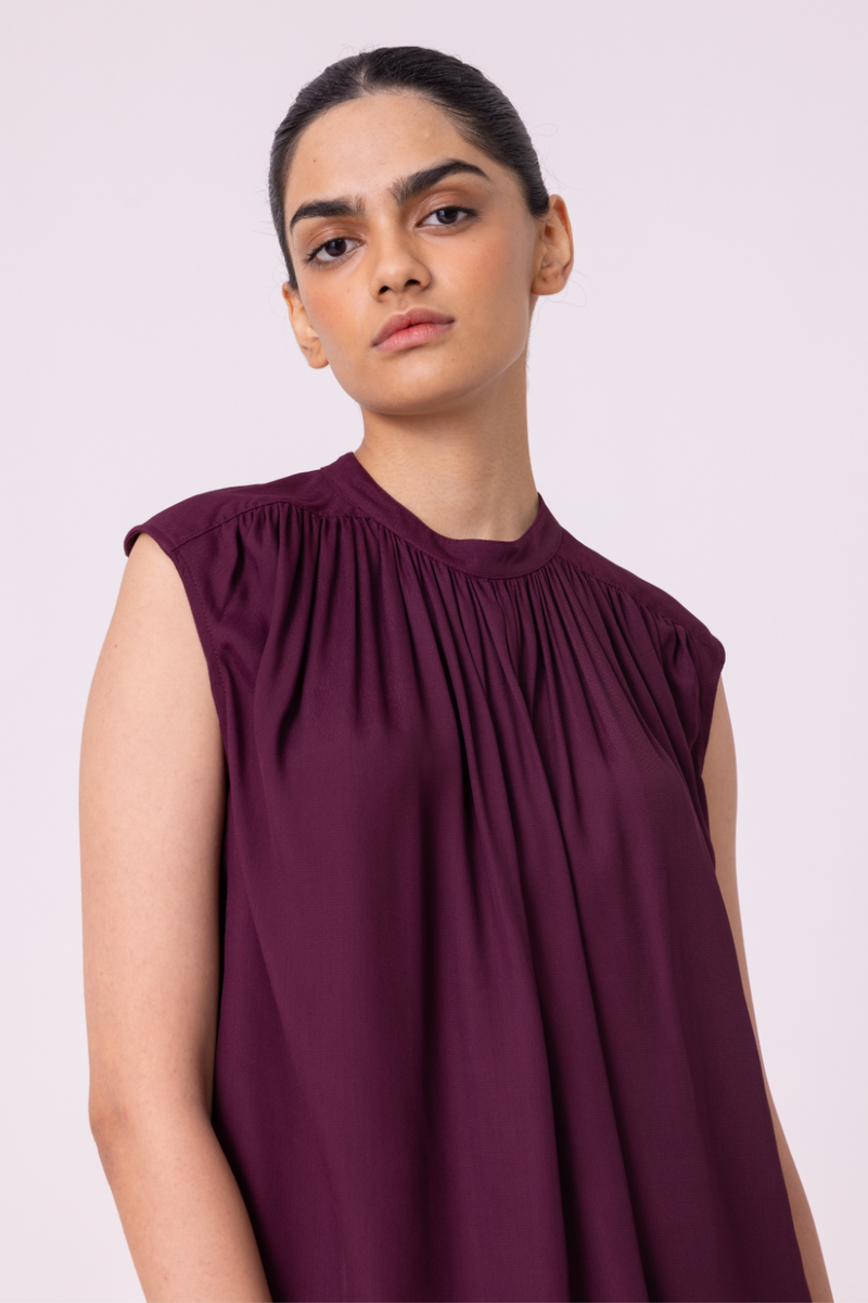 Louisa Wine Top satin by The Summer House in orange color for women in Singapore