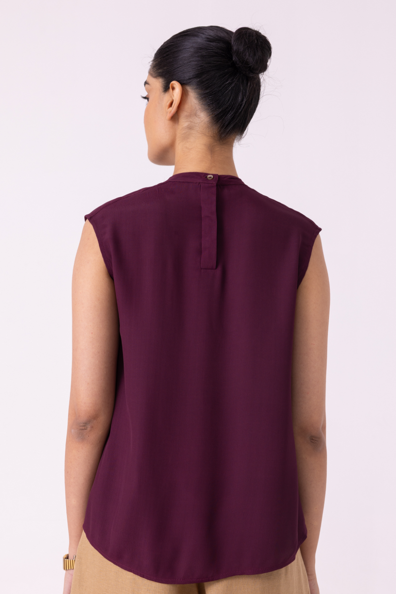 Louisa Wine Top satin by The Summer House in orange color for women in Singapore