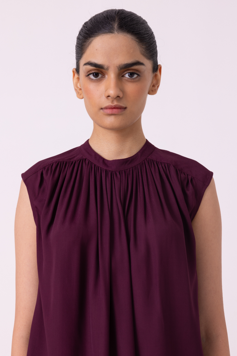 Louisa Wine Top satin by The Summer House in orange color for women in Singapore
