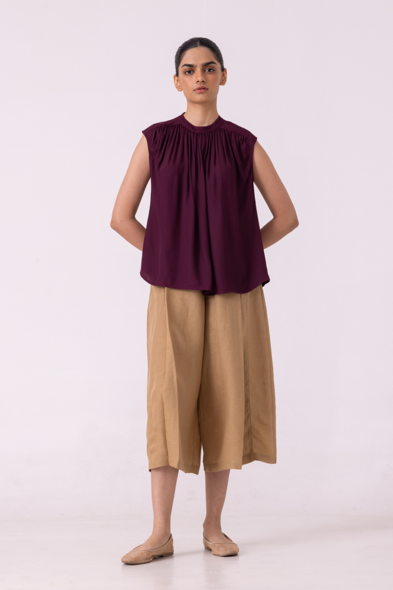 Louisa Wine Top satin by The Summer House in orange color for women in Singapore