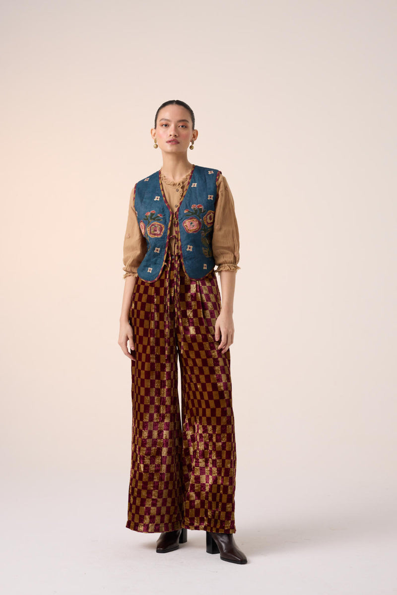 Lounge Pant-MAROON OLIVE CHECKS by CORD for women in Singapore