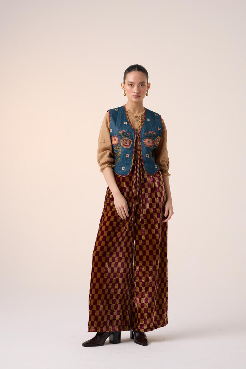 Lounge Pant-MAROON OLIVE CHECKS by CORD for women in Singapore