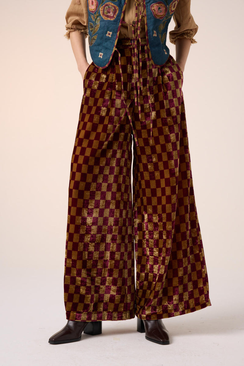 Lounge Pant-MAROON OLIVE CHECKS by CORD for women in Singapore