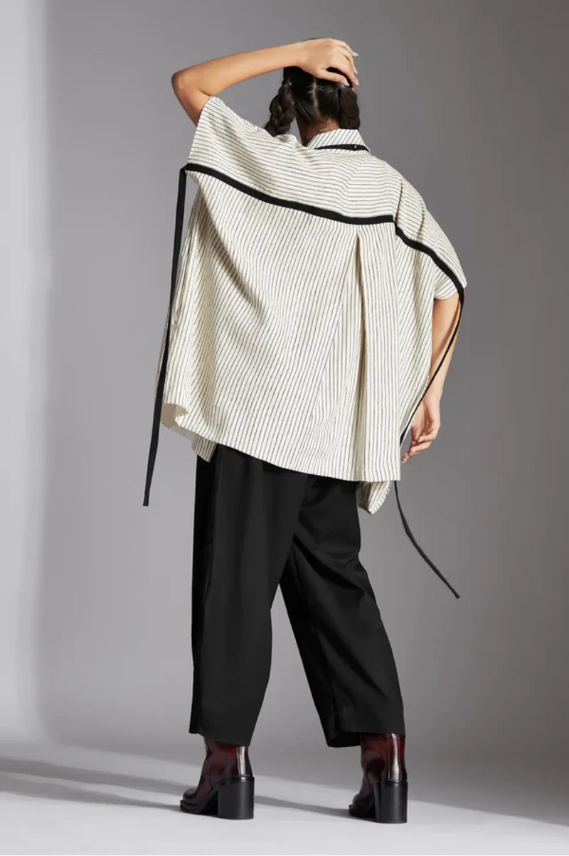 Lua Jacket-off-White and Black cotton by Chola in black color for women in Singapore