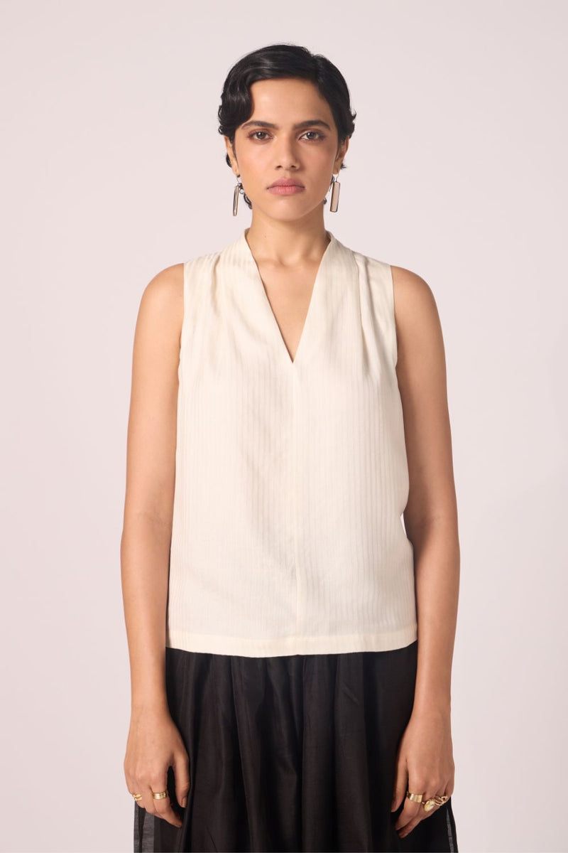 Lumas Off White Silk Top silk by The Summer House for women in Singapore