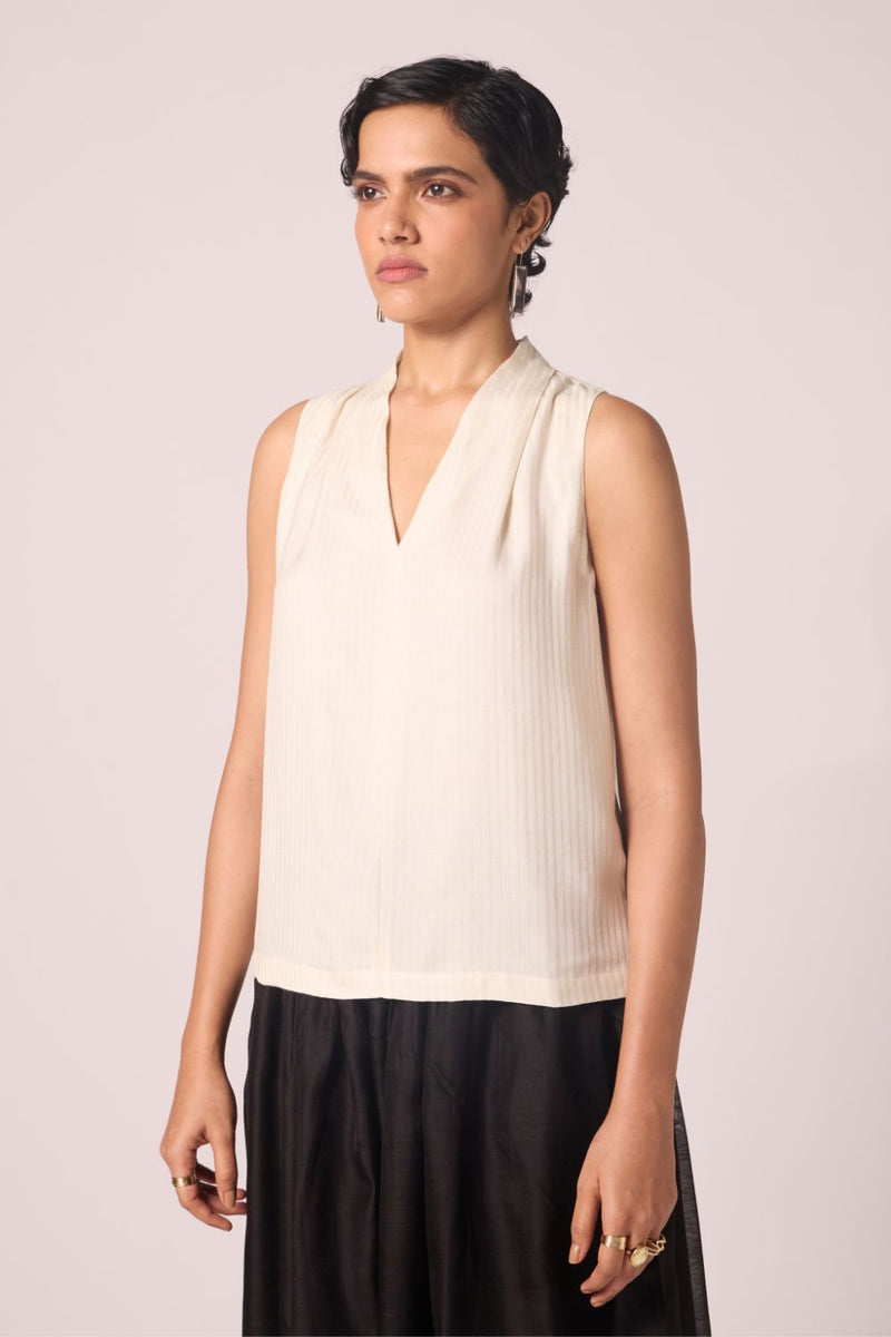 Lumas Off White Silk Top silk by The Summer House for women in Singapore