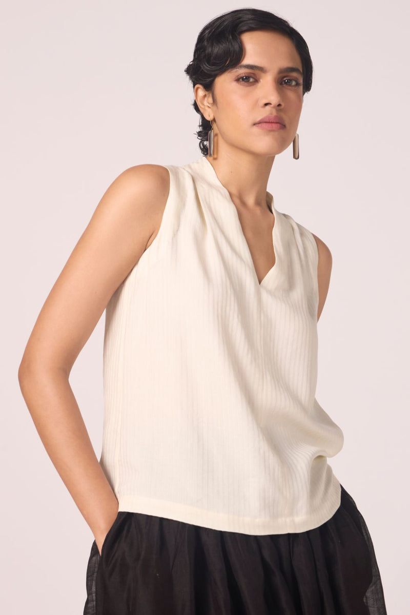 Lumas Off White Silk Top silk by The Summer House for women in Singapore