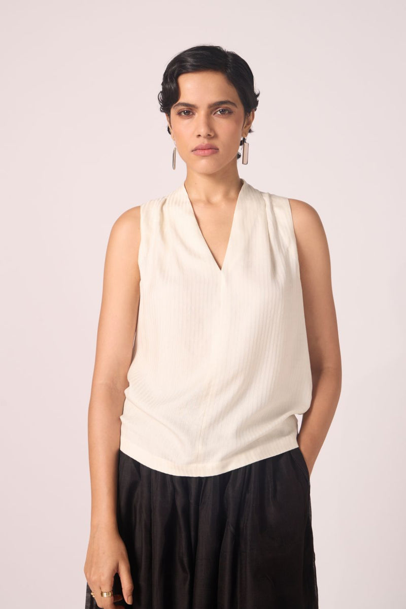 Lumas Off White Silk Top silk by The Summer House for women in Singapore