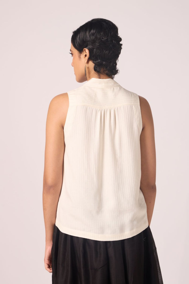 Lumas Off White Silk Top silk by The Summer House for women in Singapore