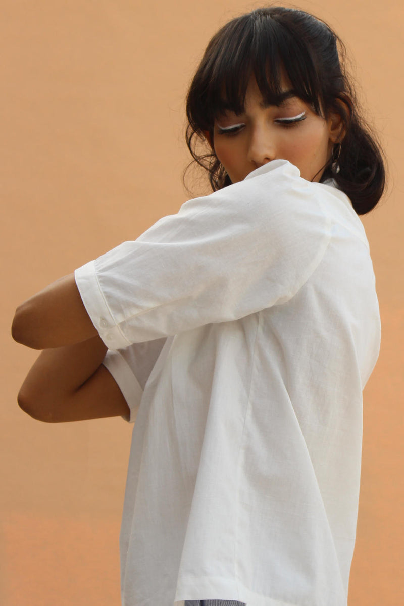 Lumas With Sleeves Top cotton by The Summer House in white color for women in Singapore