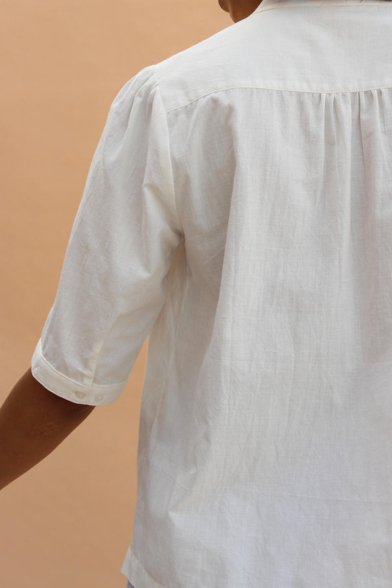 Lumas With Sleeves Top cotton by The Summer House in white color for women in Singapore