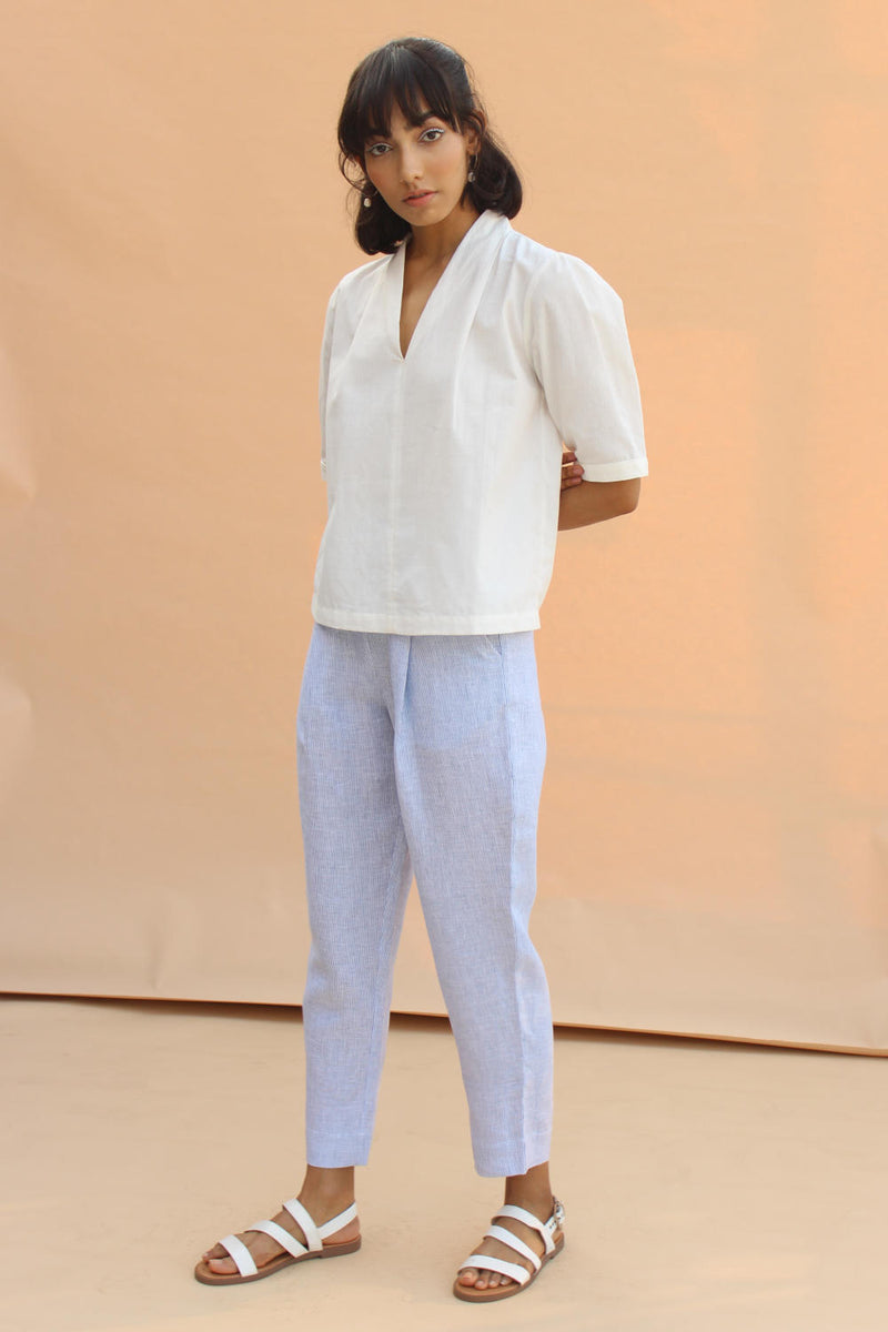 Lumas With Sleeves Top cotton by The Summer House in white color for women in Singapore