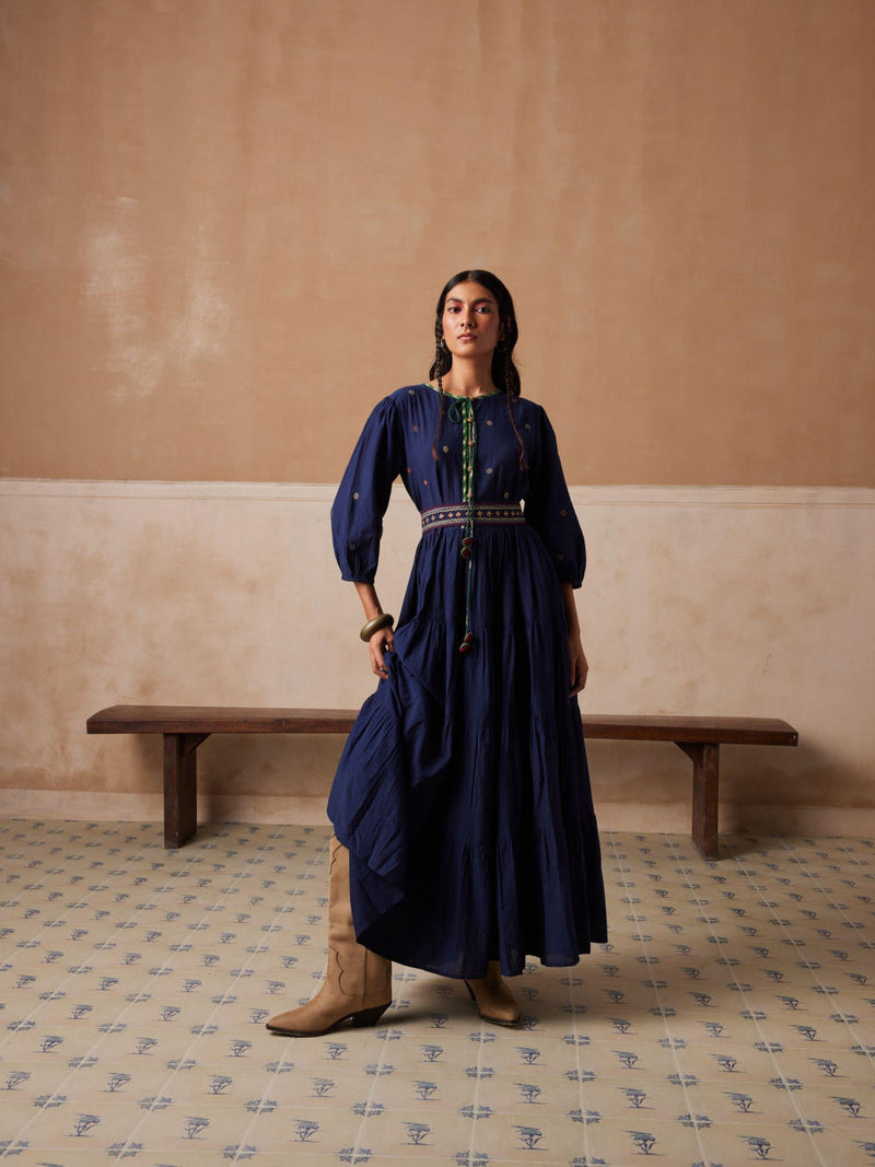 Luna Dress-Indigo cotton by CORD for women in Singapore