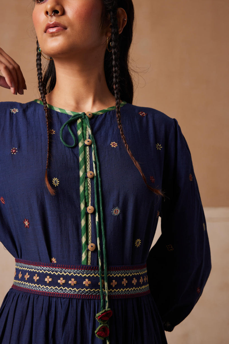 Luna Dress-Indigo cotton by CORD for women in Singapore