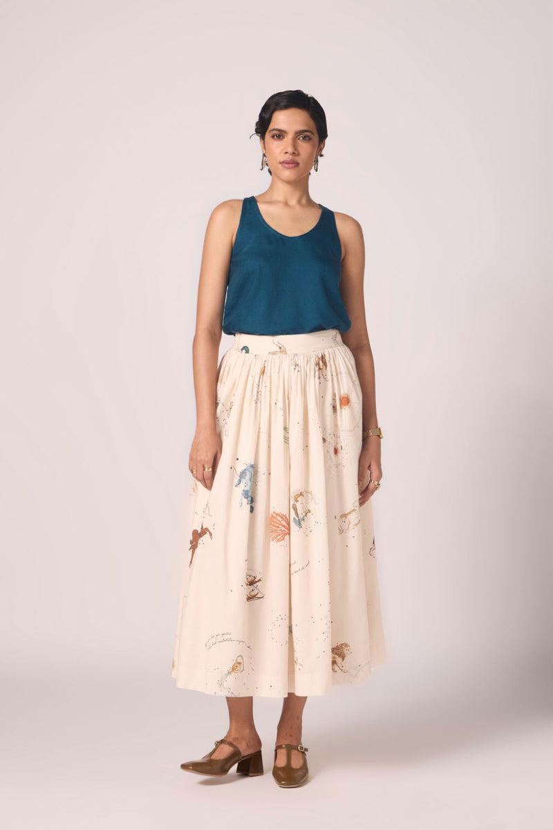 Lyra Blue Silk Top silk by The Summer House in blue color for women in Singapore