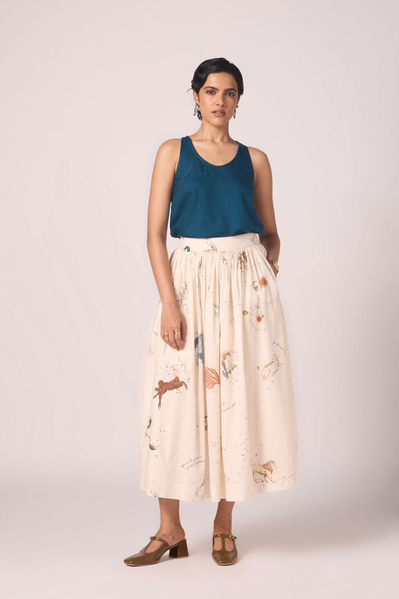 Lyra Blue Silk Top silk by The Summer House in blue color for women in Singapore