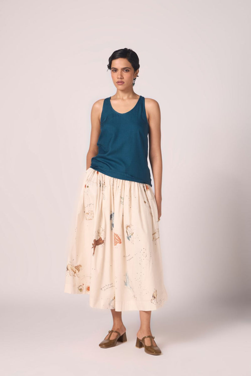 Lyra Blue Silk Top silk by The Summer House in blue color for women in Singapore