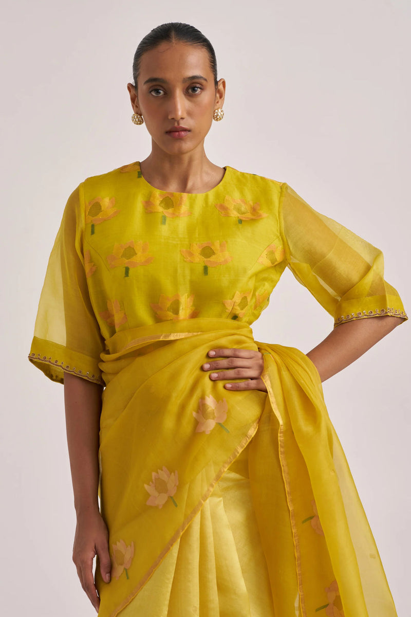 Maeri blouse organza silk by Suparna Som in red for women in Singapore