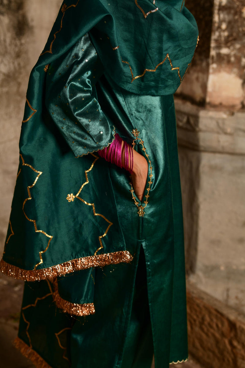 Mandakini Kurta Set by Tokree in green color for women in Singapore