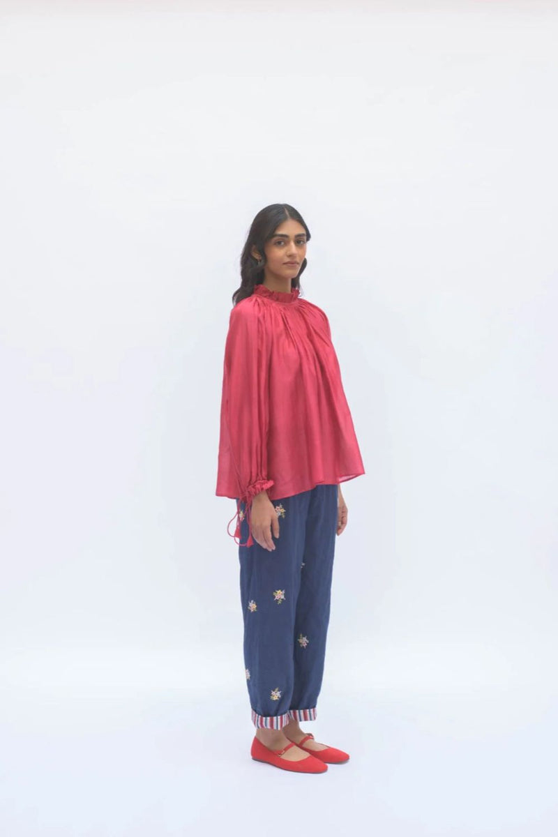 MARA TOP chanderi by TOKREE in red color for women in Singapore