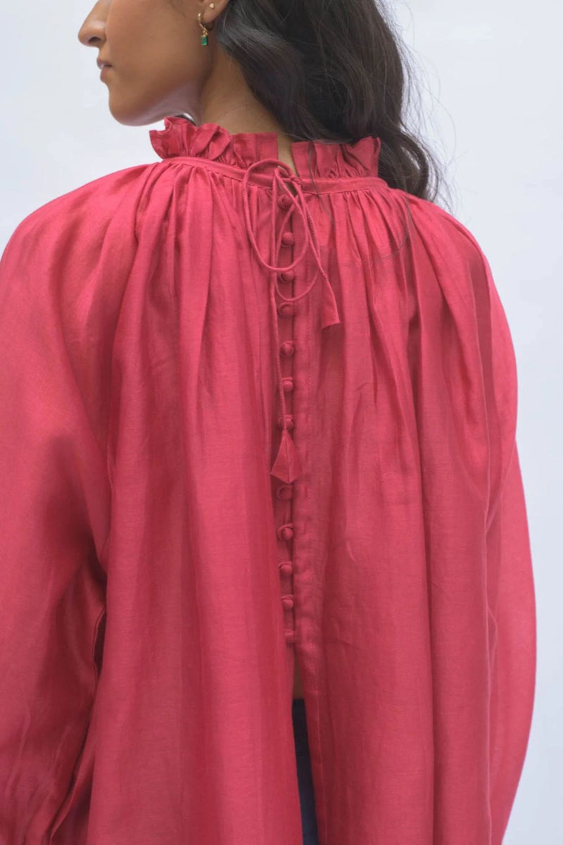 MARA TOP chanderi by TOKREE in red color for women in Singapore