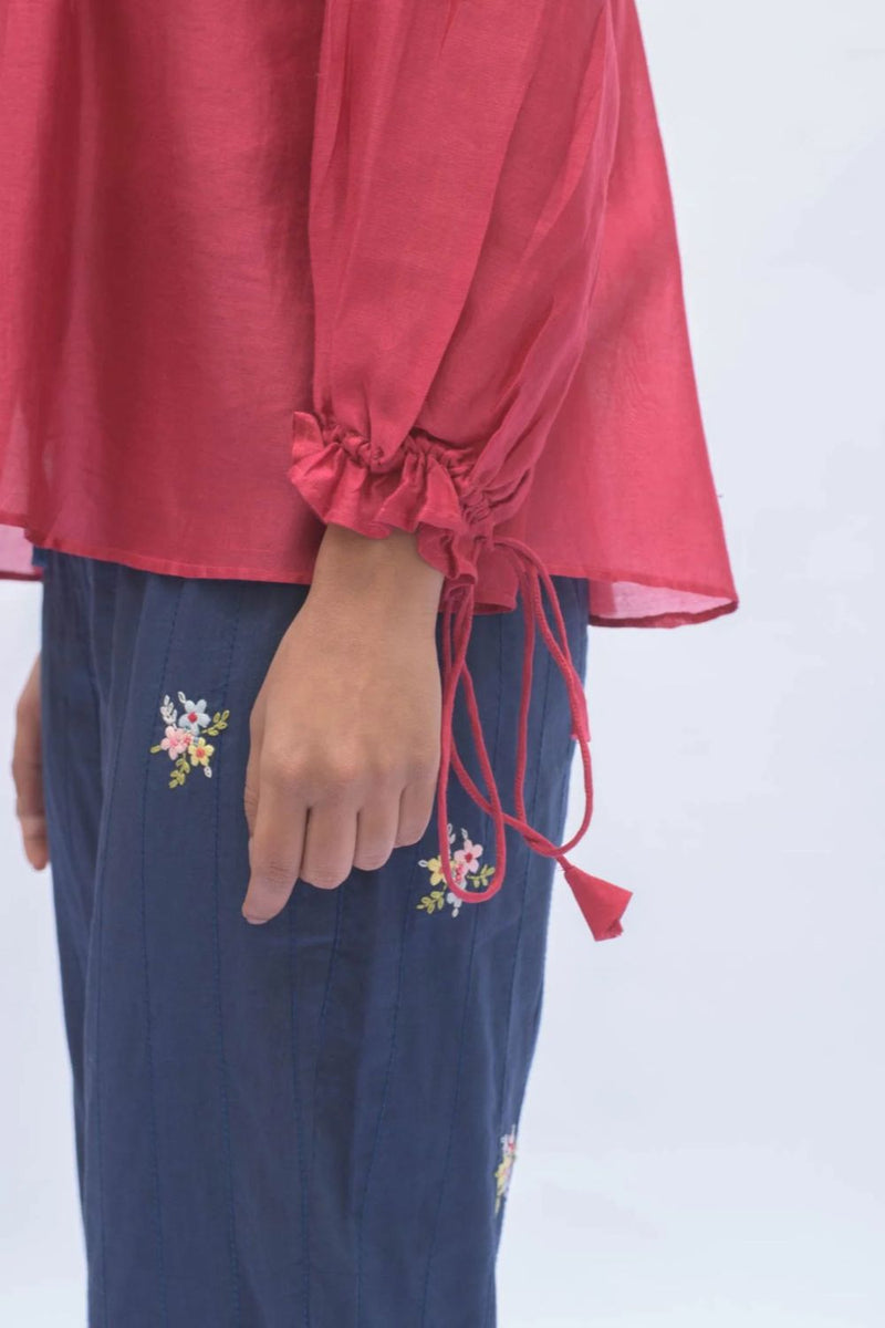 MARA TOP chanderi by TOKREE in red color for women in Singapore