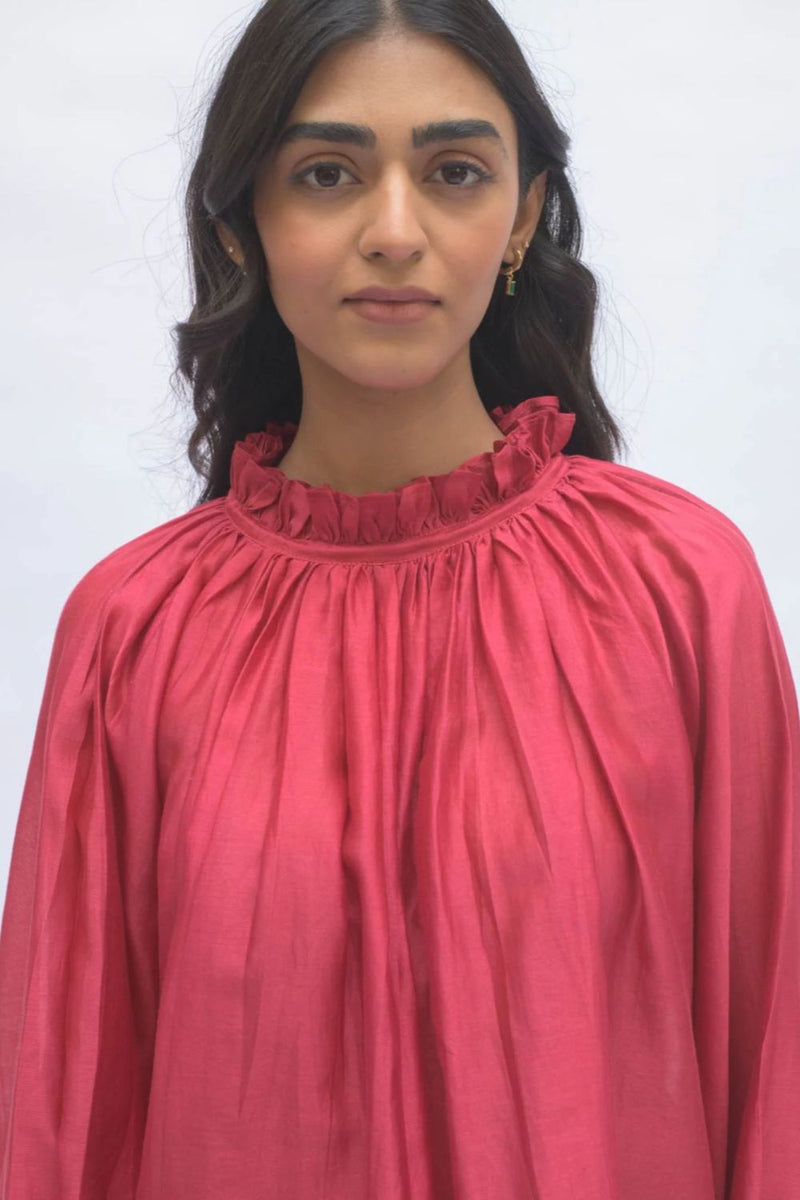 MARA TOP chanderi by TOKREE in red color for women in Singapore