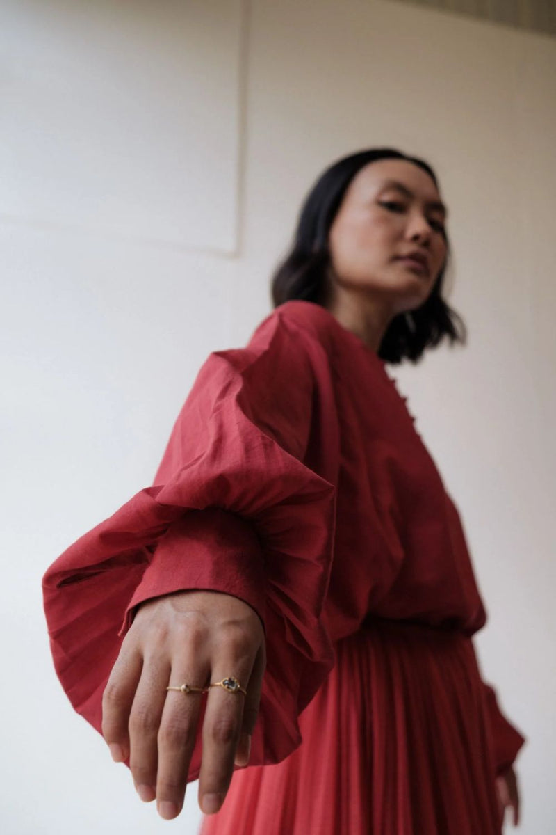 MAYA TOP RED cotton by TOKREE in red color for women in Singapore