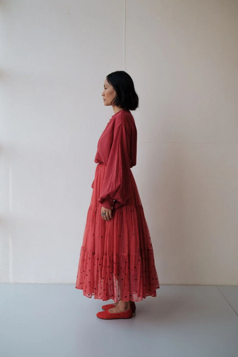 MAYA TOP RED cotton by TOKREE in red color for women in Singapore