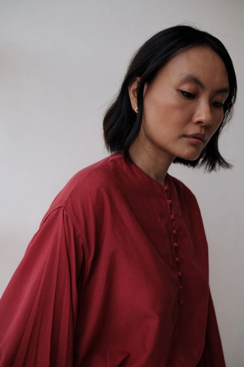 MAYA TOP RED cotton by TOKREE in red color for women in Singapore