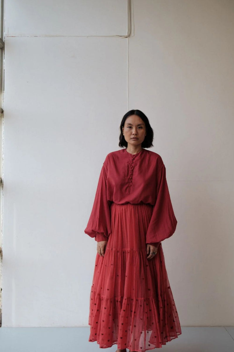 MAYA TOP RED cotton by TOKREE in red color for women in Singapore