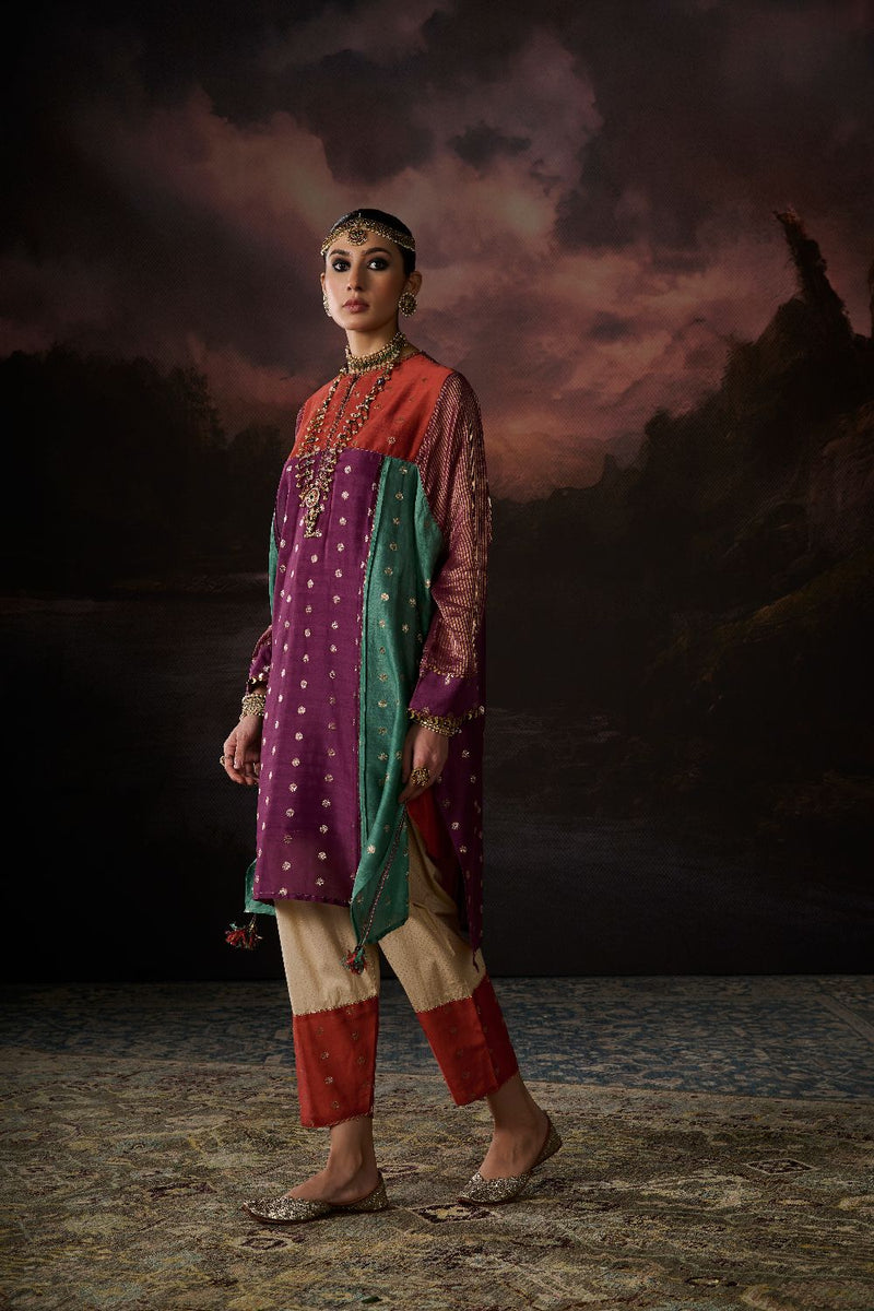 MAY SALWAR chanderi by SWATTI KAPOOR in gold color for women in Singapore