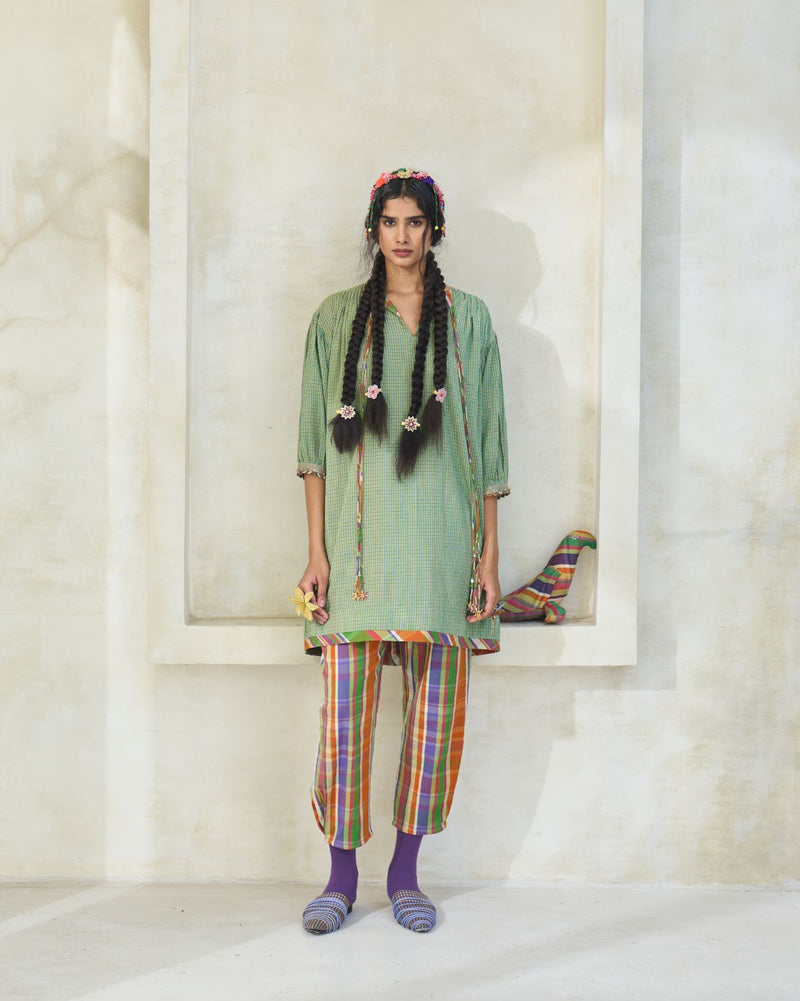 Mili Tunic cotton by SWATTI KAPOOR in green color for women in Singapore