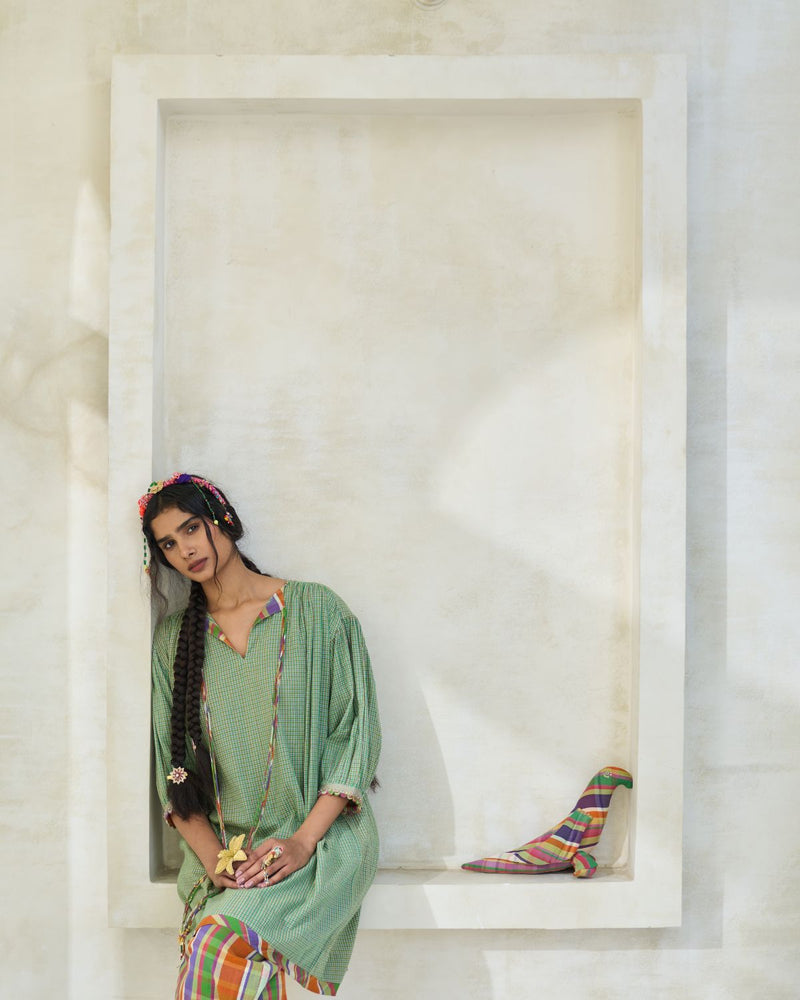 Mili Tunic cotton by SWATTI KAPOOR in green color for women in Singapore