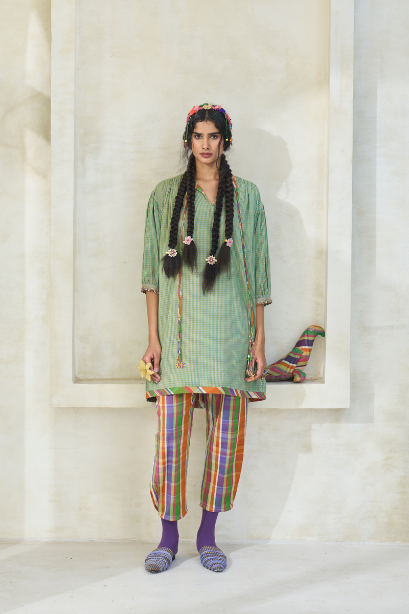 Mili Tunic cotton by SWATTI KAPOOR in green color for women in Singapore