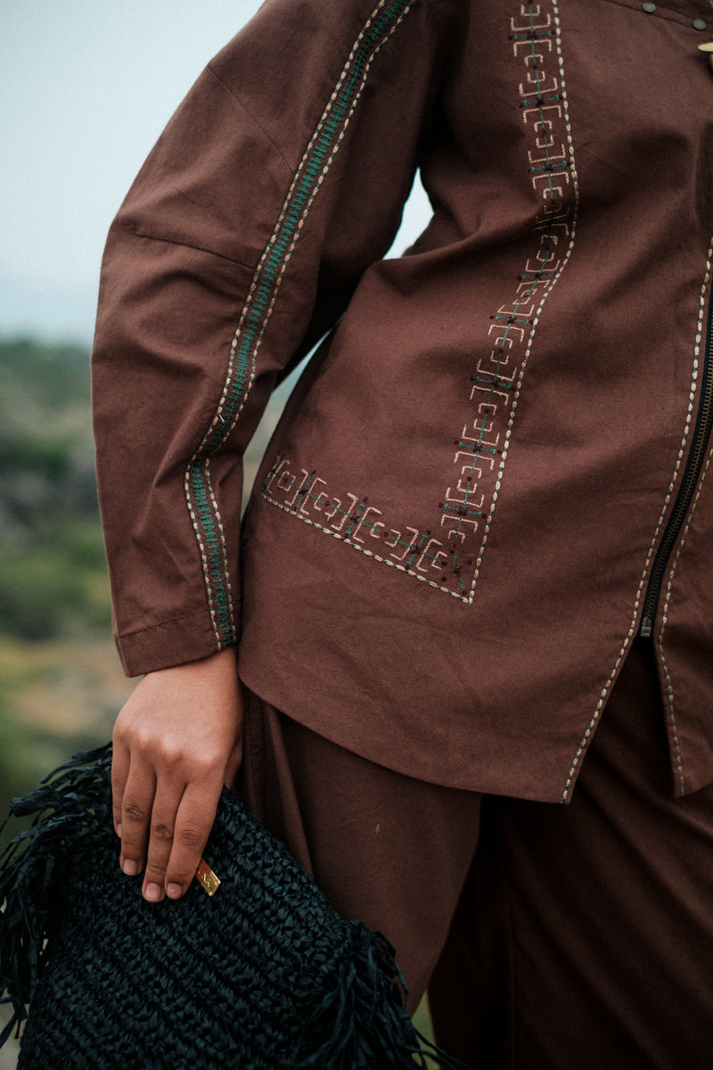 Morracan shirt Crushed Cotton top/shirt by The Terra Tribe in green for women in Singapore
