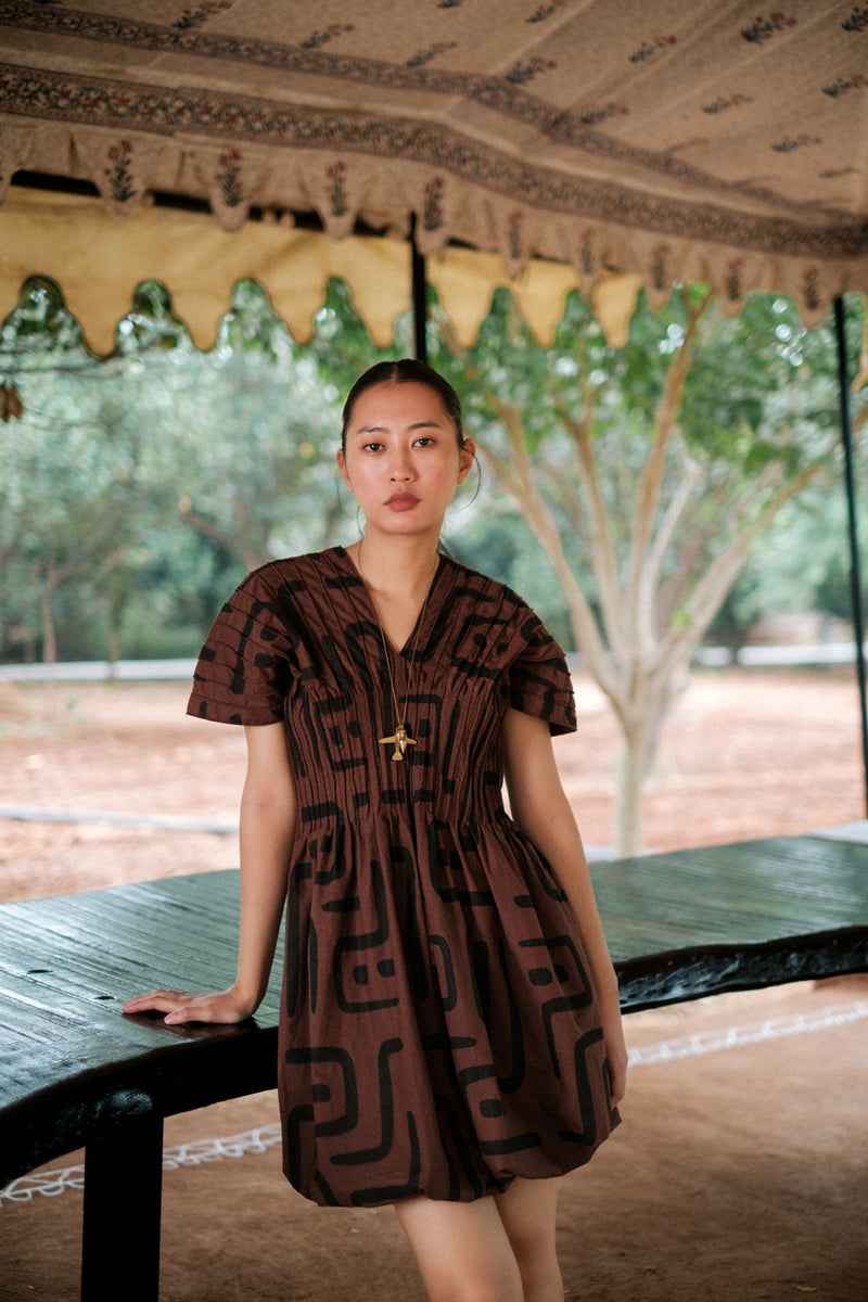 Meknes kimono dress Crushed Cotton dress by The Terra Tribe in green for women in Singapore